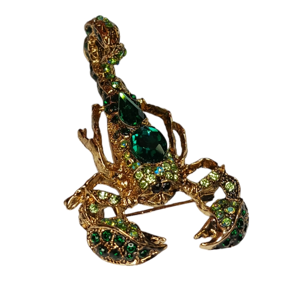 Scorpion Crystal Rhinestone Bling Articulated Stinger Brooch Pendant - Picture 2 of 13